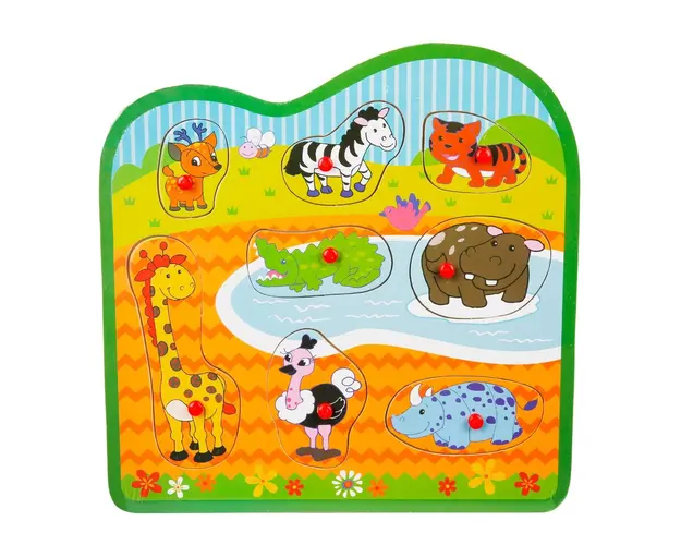 Puzzle din lemn, Woody, Animale din natura, 8 piese