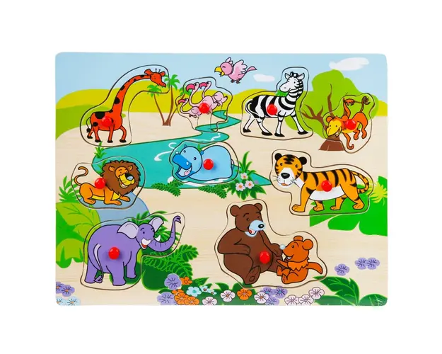 Puzzle din lemn, Woody, Animale, 8, 9 piese