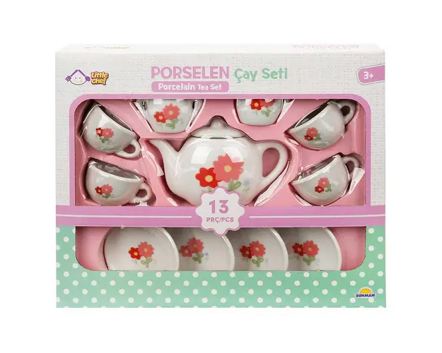 Set de ceai, din portelan, Little Chef, 13 piese