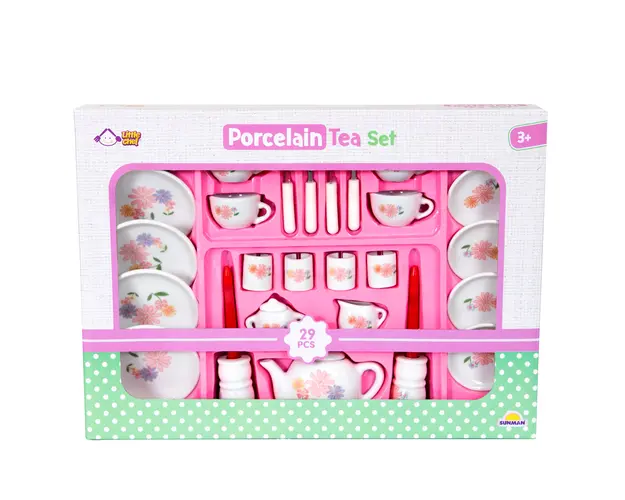 Set de ceai, din portelan, Little Chef, 29 piese, Flori