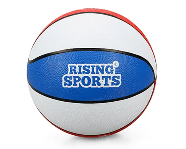 Minge de baschet din cauciuc, Rising Sports, Nr 7, Alb-Albastru