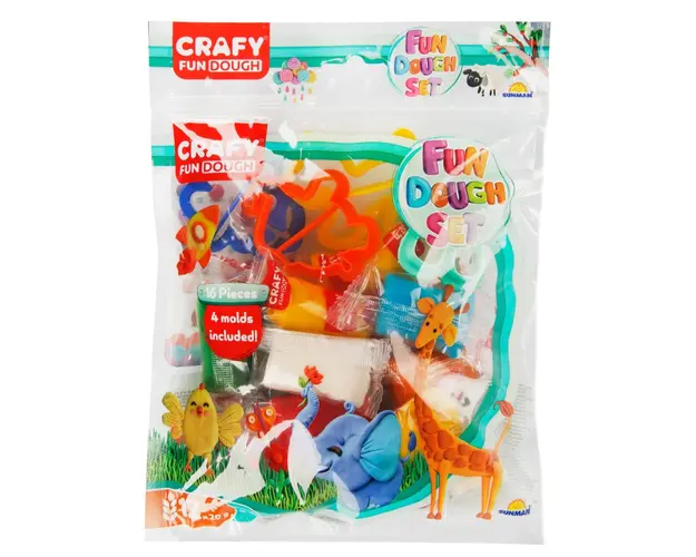 Set plastilina cu 4 forme de modelat, Crafy, 12 piese