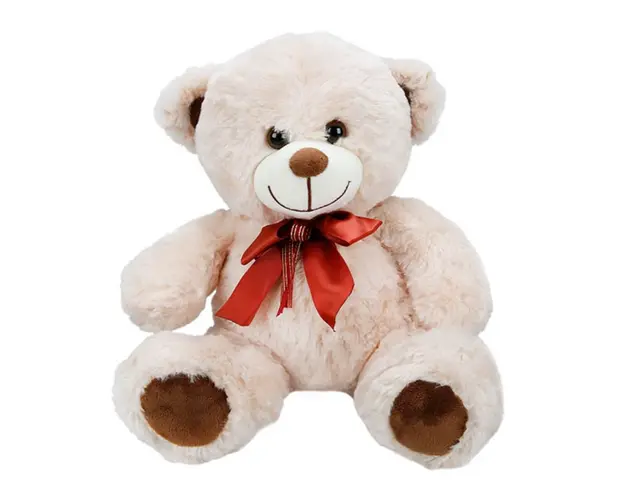 Ursulet de plus cu fundita rosie, Puffy Friends, 30 cm