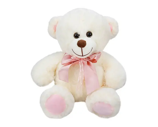 Ursulet de plus cu fundita roz, Puffy Friends, 30 cm