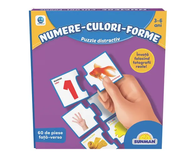 Puzzle Smile Games, Sa invatam numere, culori si forme, 60 piese