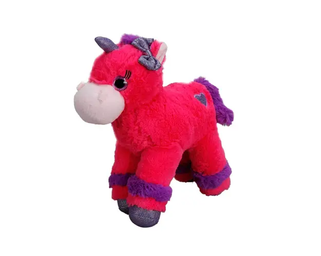 Unicorn de plus colorat, Puffy Friends, Roz inchis, 28 cm