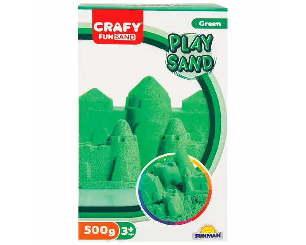 Nisip kinetic, Crafy, Play Sand, 500g, Verde