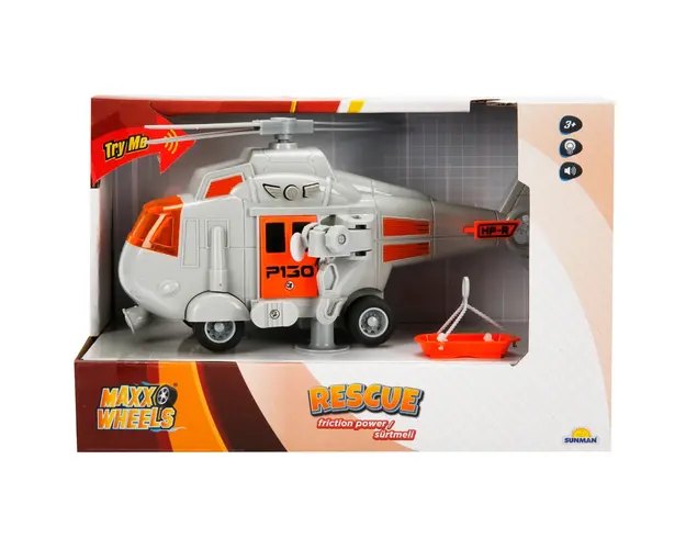 Elicopter de salvare cu sunete si lumini, Maxx Wheels, Gri, 1:20
