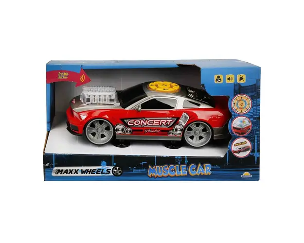Masina cu sunete si lumini, Muscle Car, Maxx Wheels, Rosu