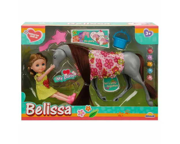 Set de joaca papusa Belissa cu ponei, Gri