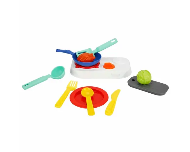 Set ustensile de bucatarie si aragaz, Little Chef, 12 piese