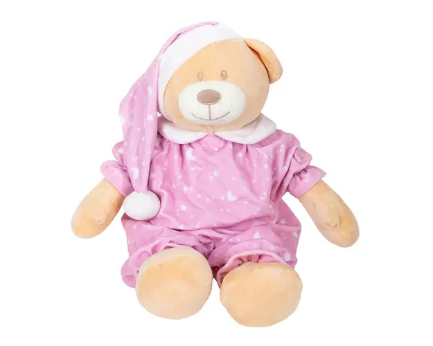 Ursulet de plus in pijama, Puffy Friends, Roz, 30 cm