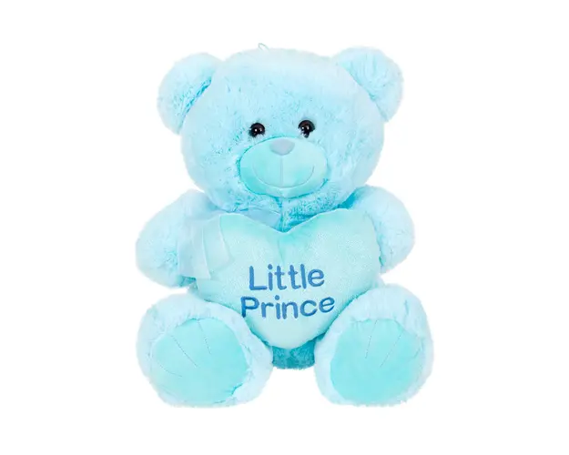 Ursulet de plus cu inima, Puffy Friends, Little Princess, Albastru, 45 cm