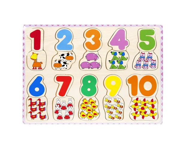 Puzzle din lemn, Woody, Gasiti si conectati numerele si figurinele, 20 piese