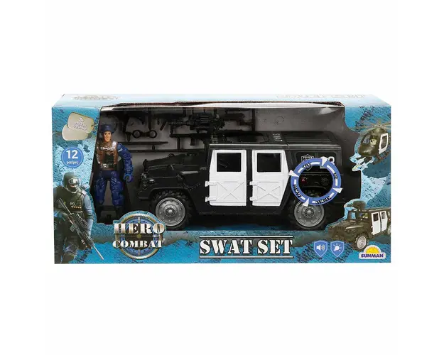 Set vehicul cu figurina, Hero Combat, sunete si lumini, Jeep