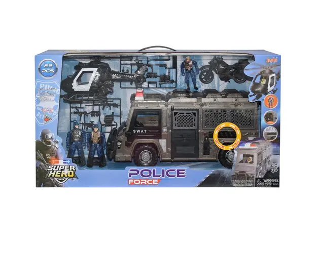 Set vehicule SWAT cu sunete si lumini si 3 figurine, Hero Combat, Police Force