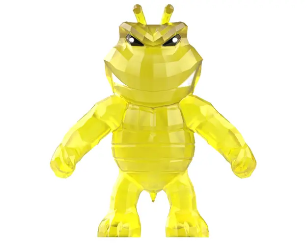 Figurina Rascals, Crystal, Monstrulet care se intinde, Galben