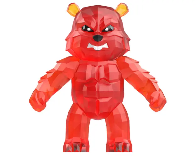 Figurina Rascals, Crystal, Monstrulet care se intinde, Rosu