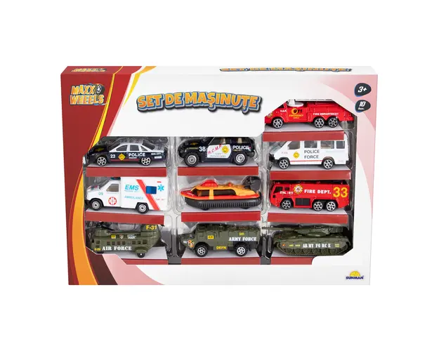 Set 10 masinute pentru interventie, Maxx Wheels