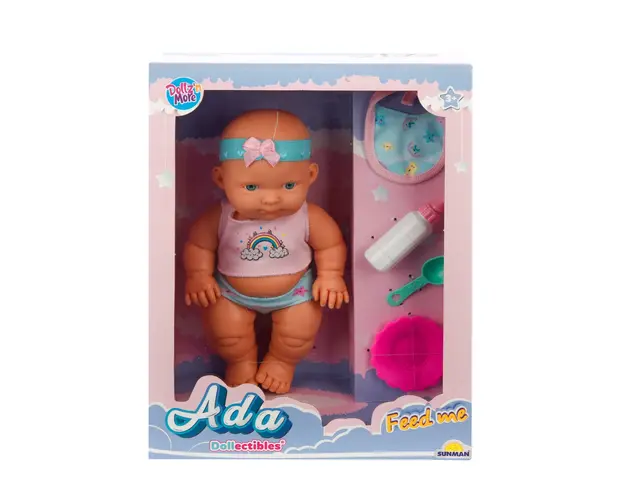 Papusa Bebelus Ada, Dollz n More, La masa, 23 cm, Roz