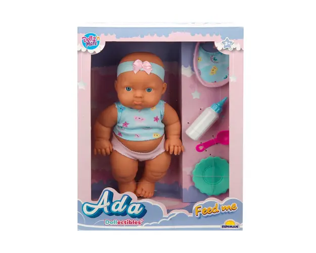 Papusa Bebelus Ada, Dollz n More, La masa, 23 cm, Albastru