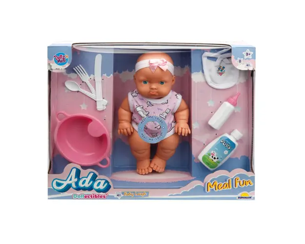 Set Papusa Bebelus Ada cu accesorii, Dollz n More, 23 cm, Roz