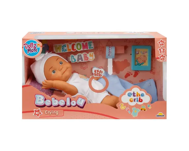 Papusa bebelus, Bebelou, Dollz n More, Bine ai venit, 30 cm, Albastru