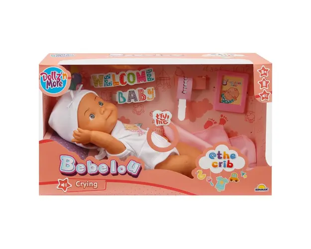 Papusa bebelus, Bebelou, Dollz n More, Bine ai venit, 30 cm, Roz