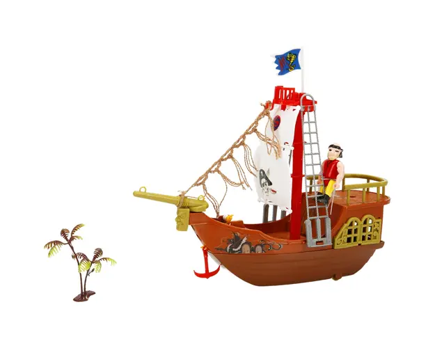 Set cu figurina si nava piratilor cu panza alba, Red Beard