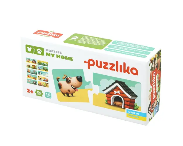 Puzzle din lemn, Cubika, Animalutele si casuta lor, 20 piese
