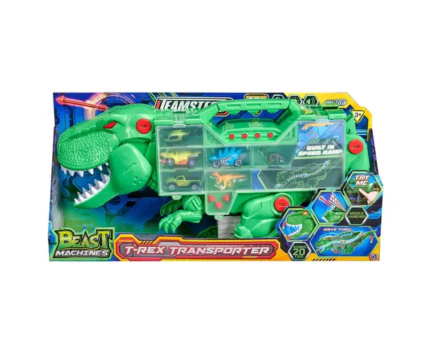 Transportator T-Rex cu masini si figurine, Teamsterz Beast Machines