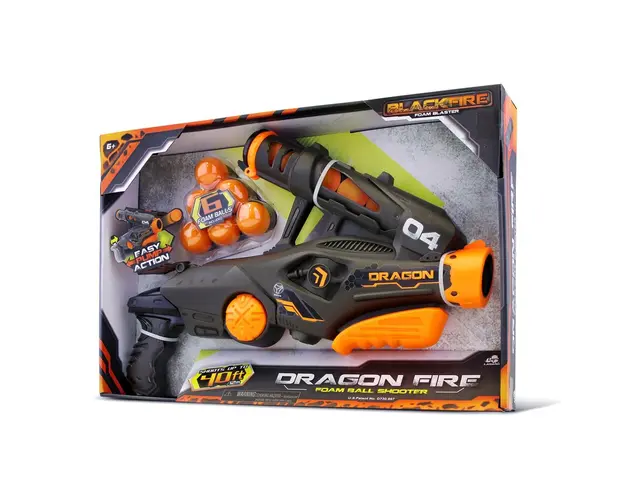Pistol Dragon Fire cu 6 bile din burete, Blackfire, Lanard Toys