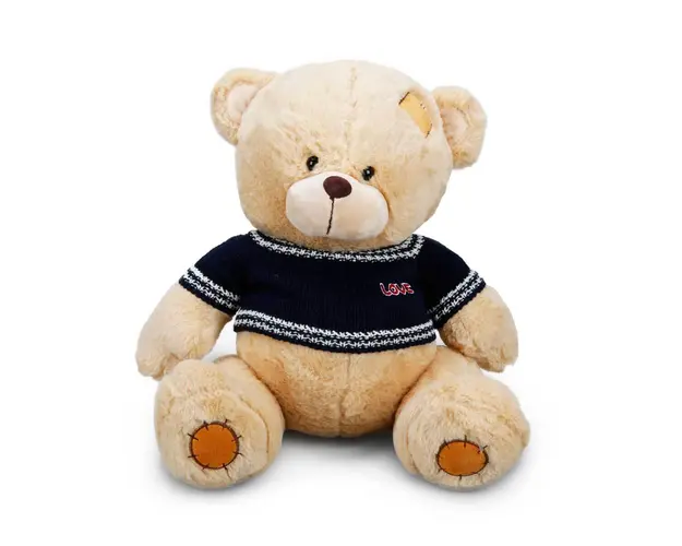 Ursulet de plus cu pulover, Puffy Friends, Maro deschis, 42 cm