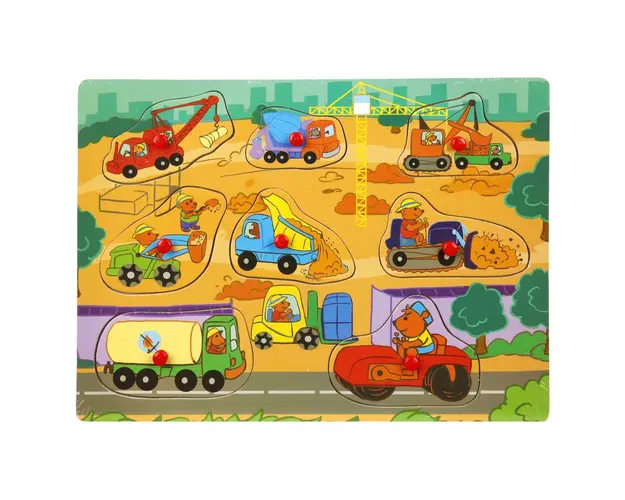 Puzzle din lemn, Woody, Vehicule, 8 piese