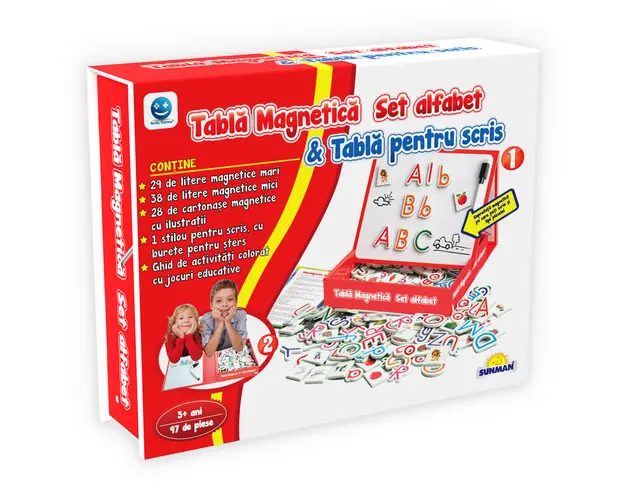 Joc educativ Smile Games, Alfabetul pe tableta magnetica, 97 piese