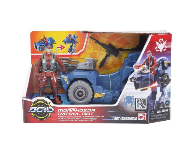 Set de joaca figurina cu vehicul transformabil, ACID, Morphozor Patrol Bot