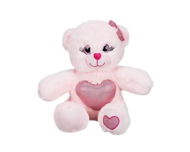Ursulet de plus colorat, Puffy Friends, Roz deschis, 26 cm