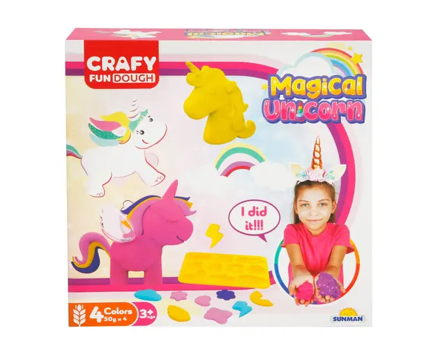 Set de modelare din plastilina, Crafy, Unicorn, 11 piese, 200 g