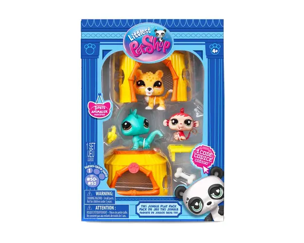 Set de joaca cu 3 animalute, Littlest Pet Shop, Tiki Jungle
