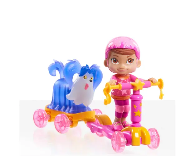 Set figurine cu accesorii Vampirina Poppy si Wolfie cu trotineta