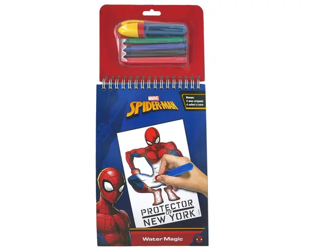Set pictura cu apa si 4 creioane cerate, Spiderman