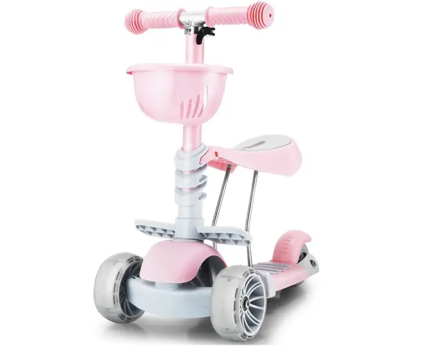 Trotineta cu roti luminoase, 3 in 1, Kinder XS Action One, Roz