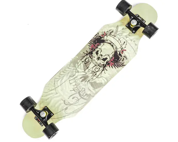 Longboard Action One, ABEC-7 PU, Aluminiu, 100 kg, 79 x 20 cm, Multicolor Angry Skull