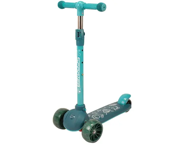 Trotineta cu 3 roti cu lumini si muzica, Action One, Prime, verde