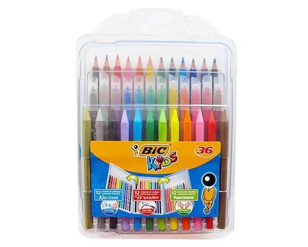 Set de colorat, Bic, 12 creioane, 12 markere si 12 creioane cerate