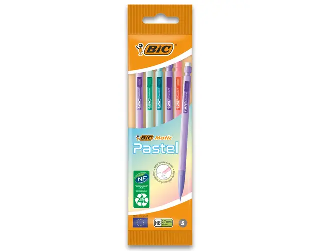 Set 5 creioane mecanice, Bic Matic Pastel, 0.7mm