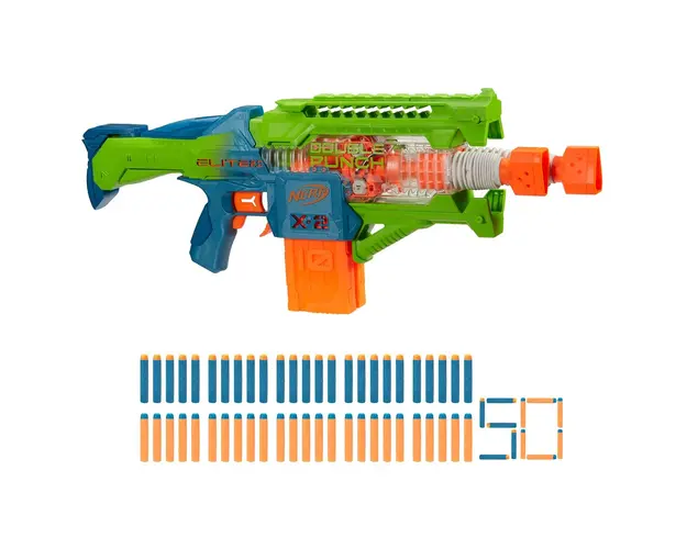 Blaster Nerf cu 2 lansatoare cu 50 sageti din spuma, Elite 2.0 