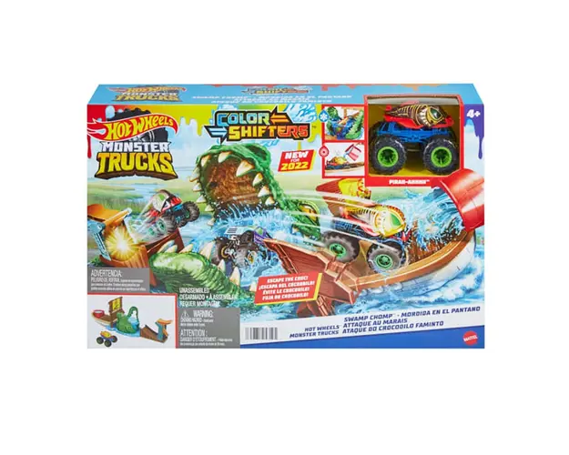 Set de joaca, Hot Wheels, Monster Trucks si crocodil, HGV14
