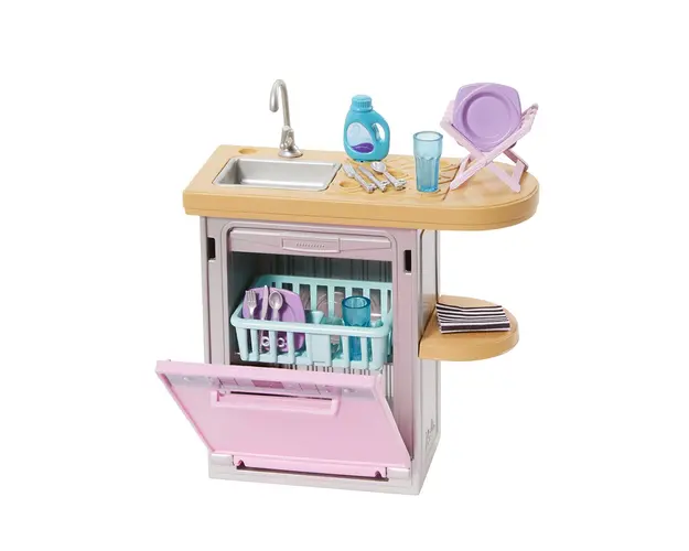 Set mobilier de bucatarie pentru papusi, Barbie, HJV34