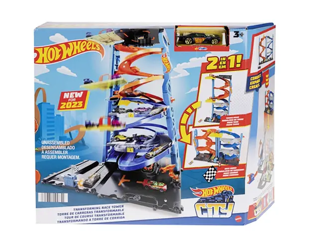 Set de joaca 2 in 1, Turn de curse cu masina inclusa, Hot Wheels